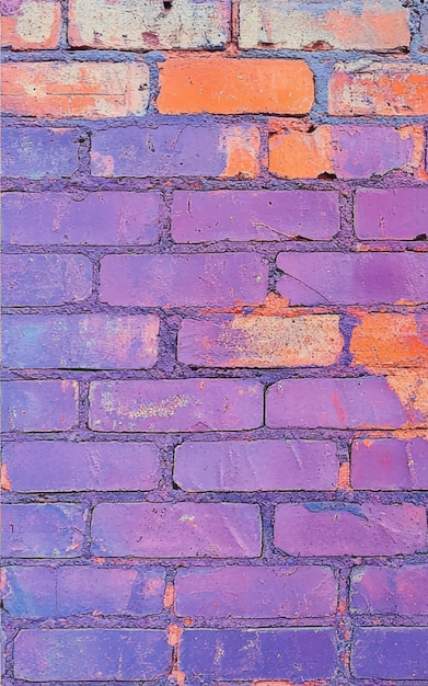 Photo purple and orange colored brick wall texture