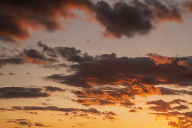 Purple orange yellow color of cloudy sky when sunset time