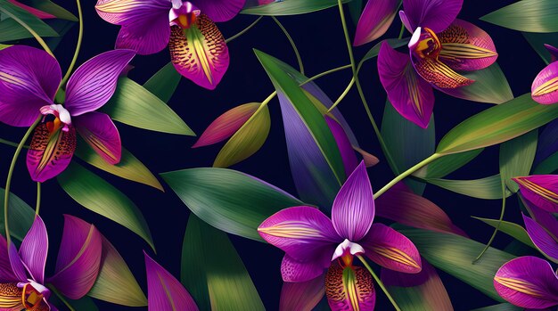 Purple orchids on a dark background