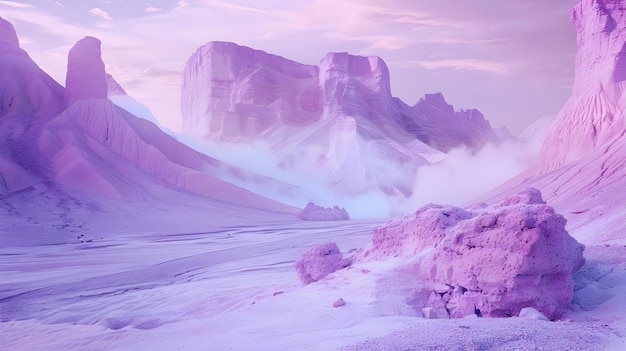 A purple and pink desert landscape