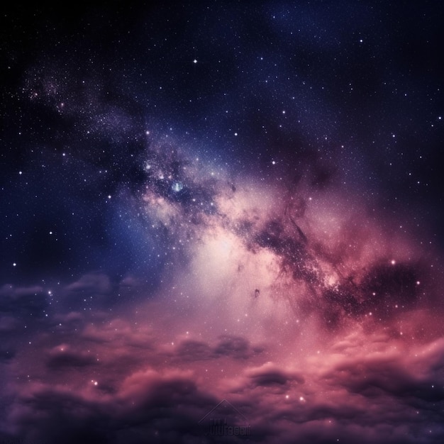 Purple and pink galaxy in a dark space