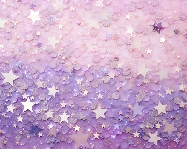 Photo a purple and pink glittery background with stars and glitter