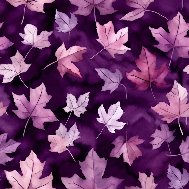 Purple and pink leaves on a purple background generative ai