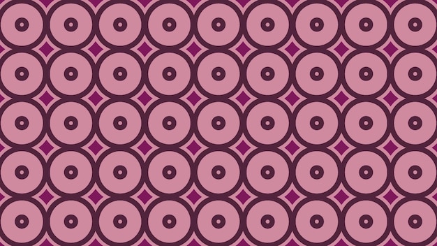 A purple and pink pattern with circles and dots.