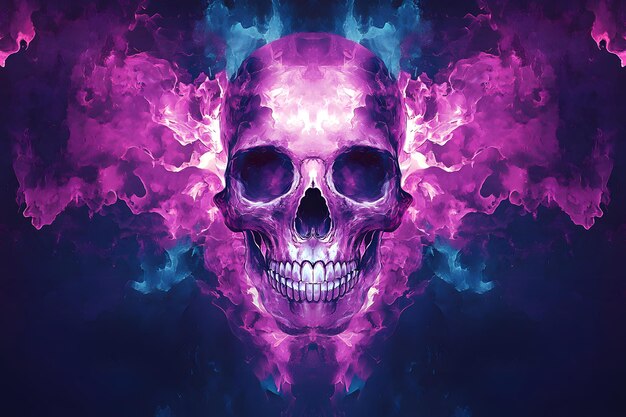 a purple and pink skull with purple and purple colors