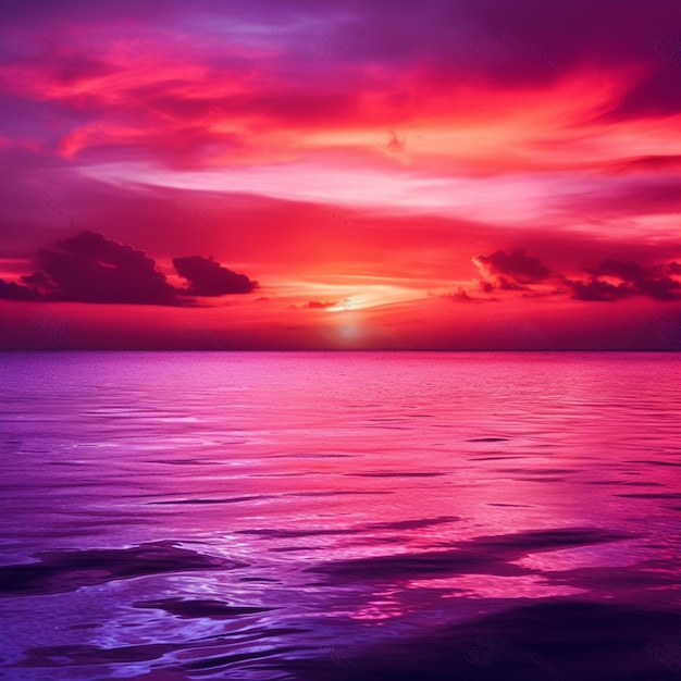 A purple and pink sunset over the ocean