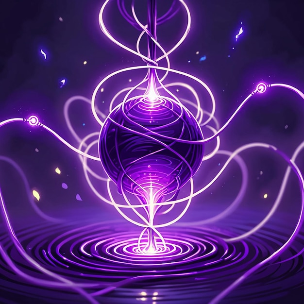 Photo a purple planet with a purple background and a black background with a spiral in the center