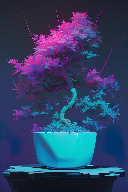 a purple plant in a white pot with purple flowers in it