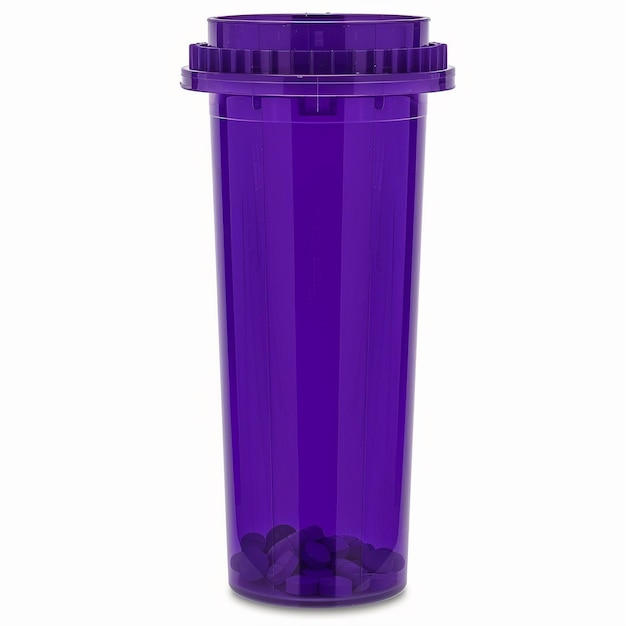 Photo a purple plastic container with a lid that says quot clean quot