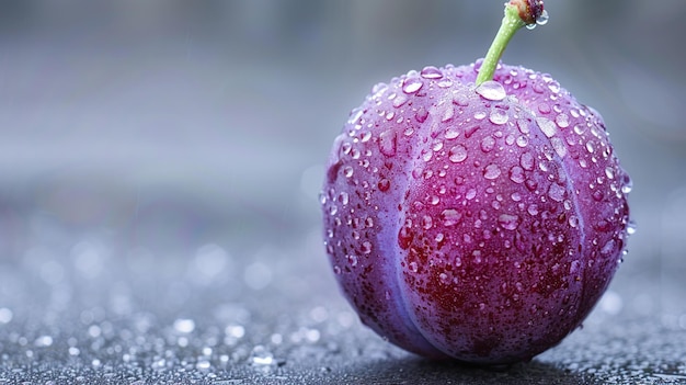 Purple Plum with Dew Drops