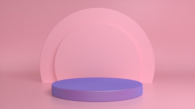 Purple podium pedestal on a pink background Premium Photo