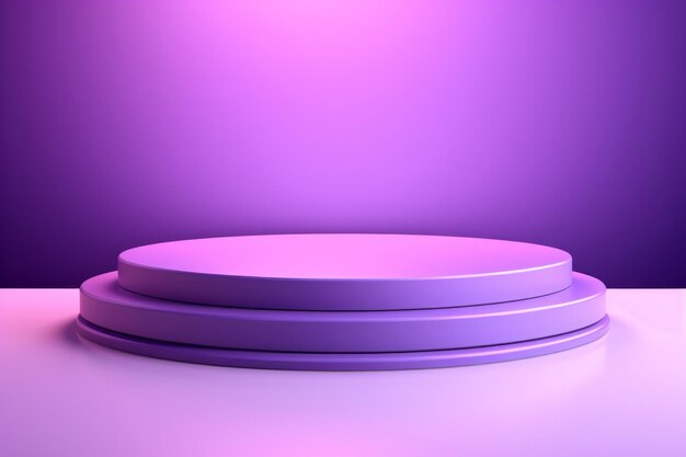 Photo purple podium with light effects and an ethereal base provides for the product presentation