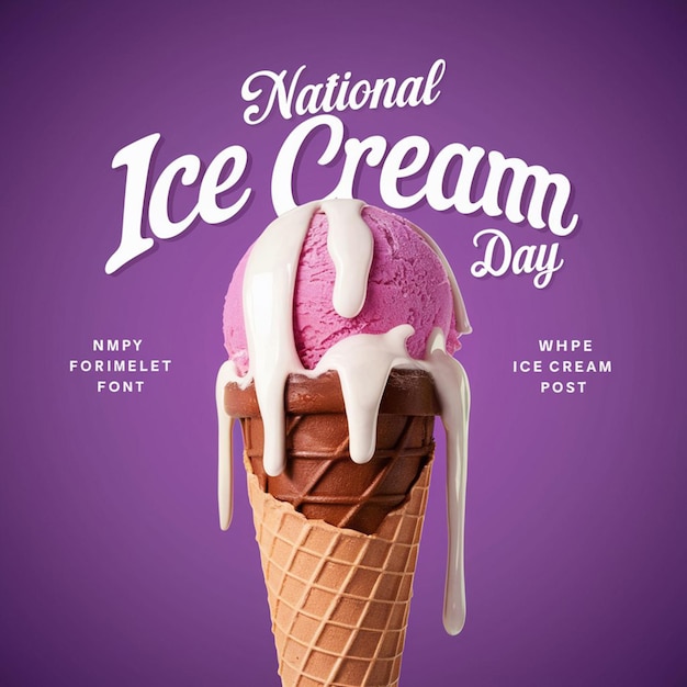 a purple poster for national ice cream cone