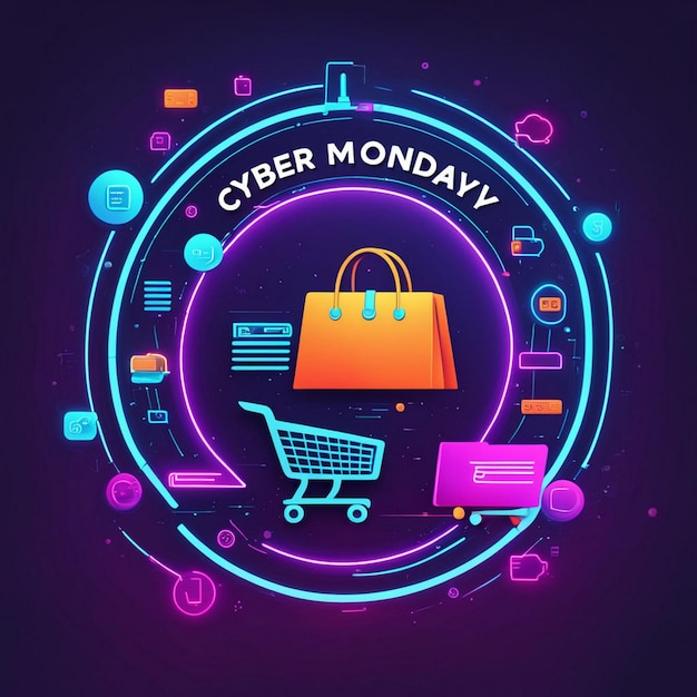 Photo a purple poster with a cyber monday sale sign