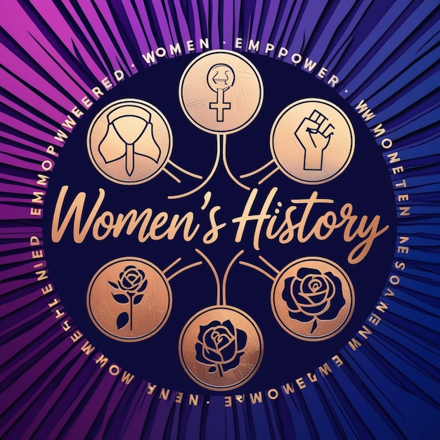 Photo a purple poster with the words women  s history on it