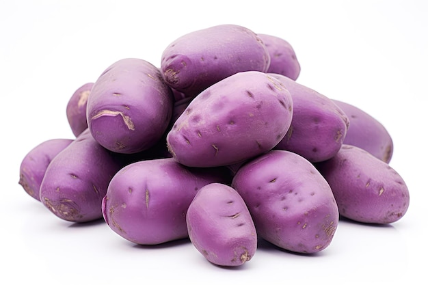 Purple Potatoes Closeup On White Background