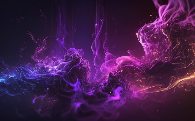 A purple and purple background with a blurry image of a fire and smoke.