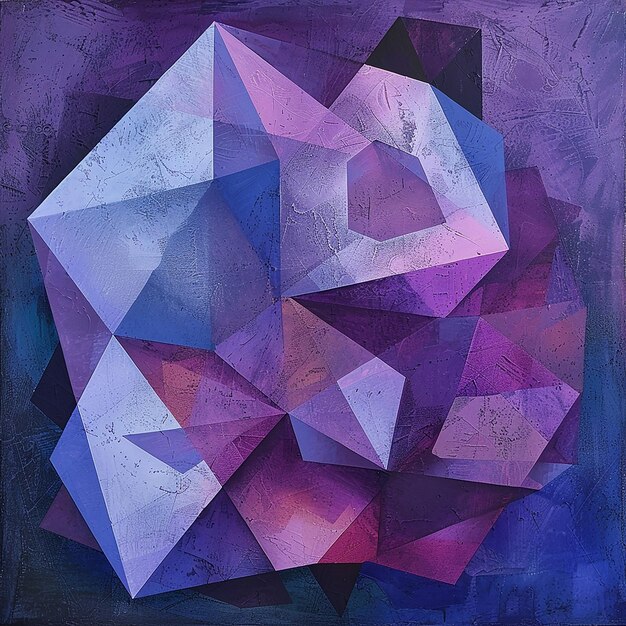 a purple and purple geometric geometric design with a white square on the bottom