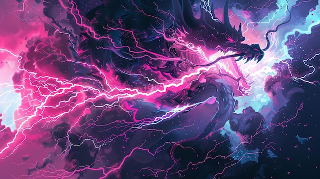 a purple and purple illustration of a lightning bolt