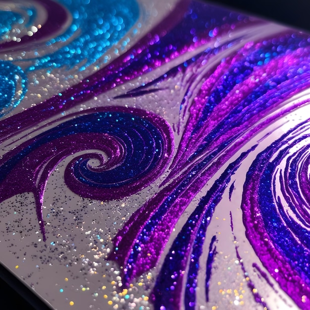 a purple and purple ink painting with purple and purple glitter