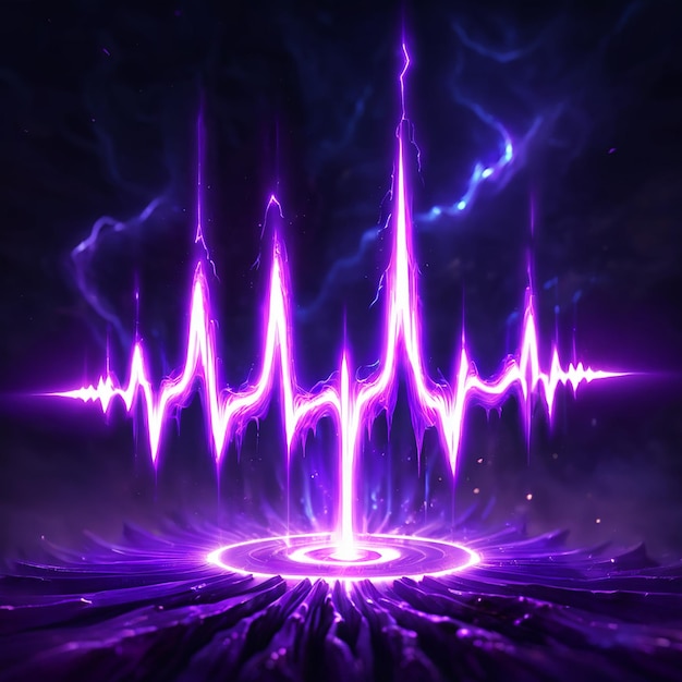 Photo purple and purple lightning with a purple background and a purple circle