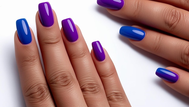 a purple and purple nail art design with purple nail polish