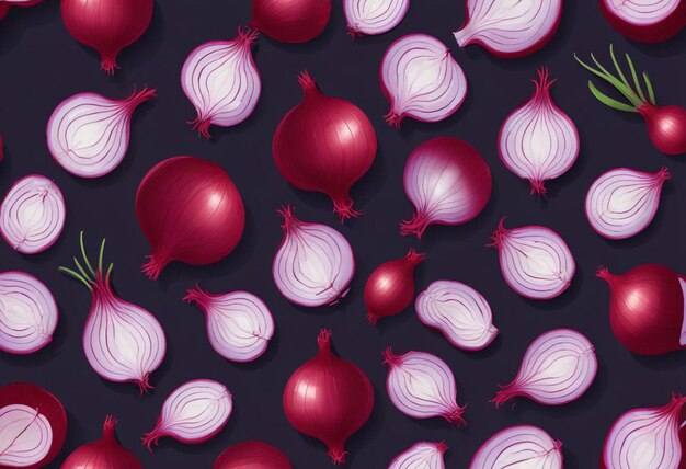 Photo purple and purple onions with a purple background