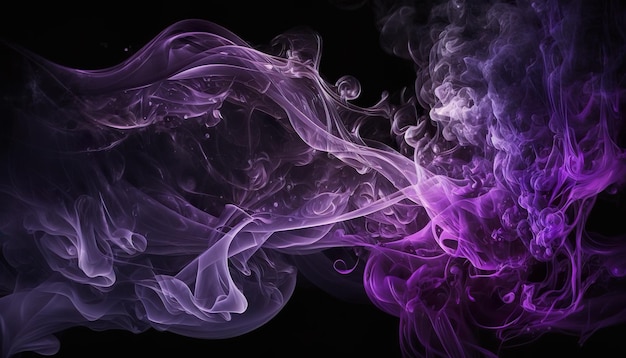 A purple and purple smoke is being blown over a black background