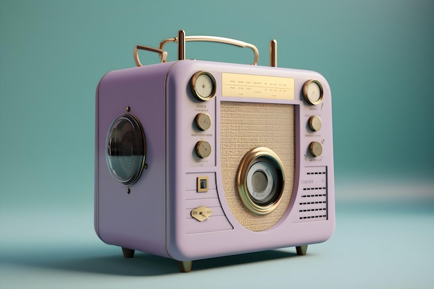 A purple radio with the word radio on it