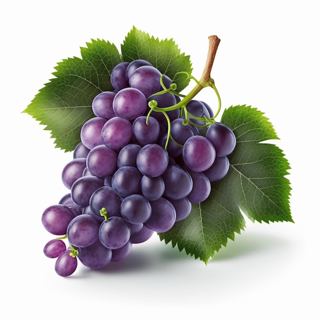 Purple red grapes bunch isolated on white background