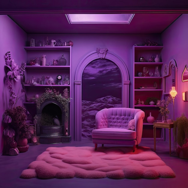 Photo a purple room with a pink box on the top