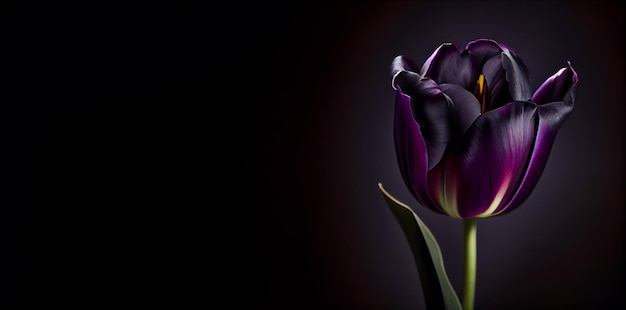 purple rose flower in black background