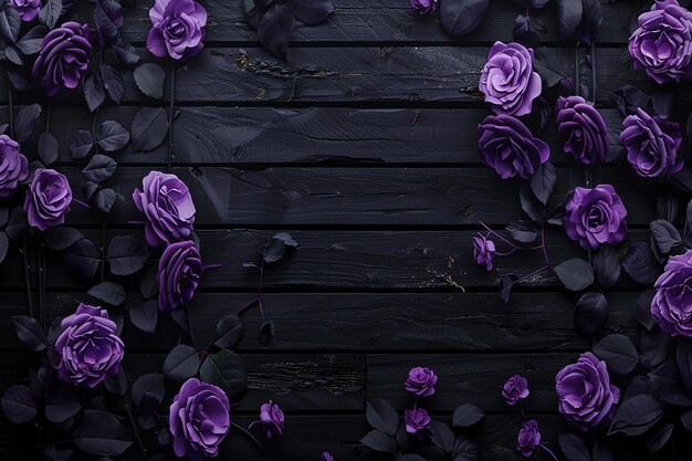 Photo purple roses on a black background