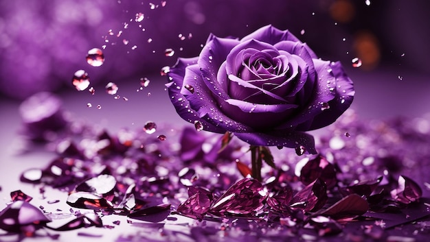 purple roses with a purple background and a purple flower