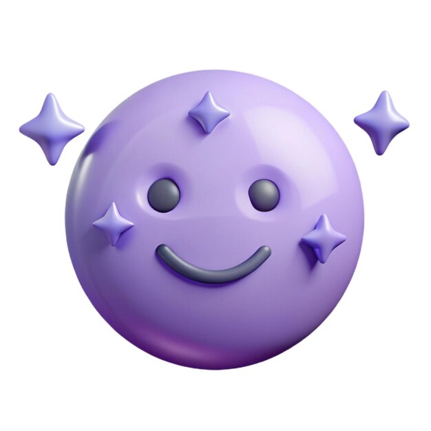 a purple round object with purple stars and a purple face