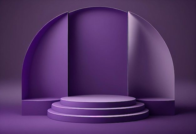 Purple round podium 3d render abstract minimal geometric composition generative ai