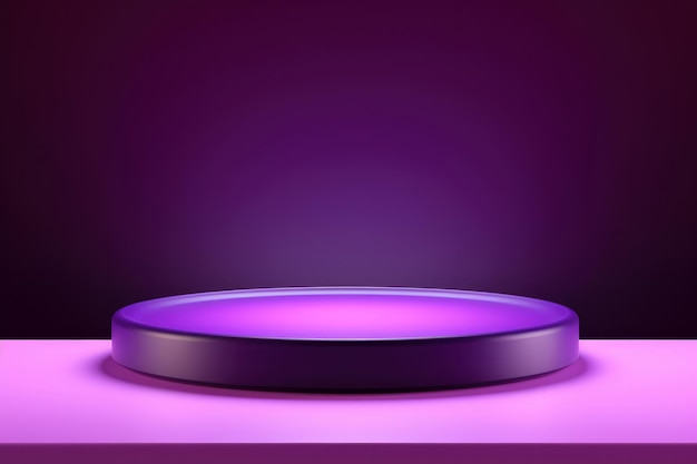 Purple round podium on a purple background with pink pedestal