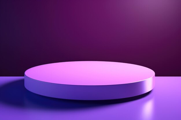 Photo the purple round podium with a dark background creates an engaging atmosphere for product displays