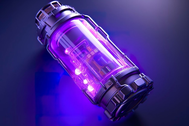 Purple Sci Fi Energy Flask with Pure Background AI Generative