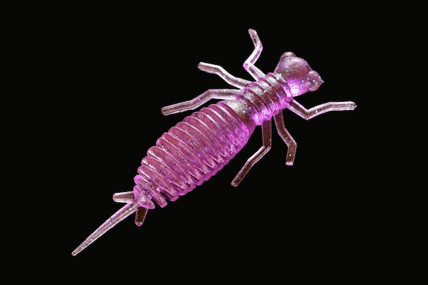 a purple scorpion that is on a black background