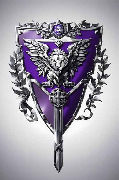 a purple shield with the word eagle on it