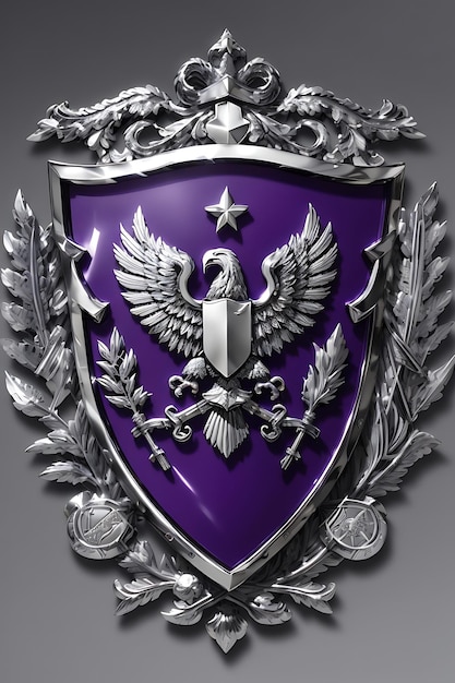 a purple shield with the word eagle on it