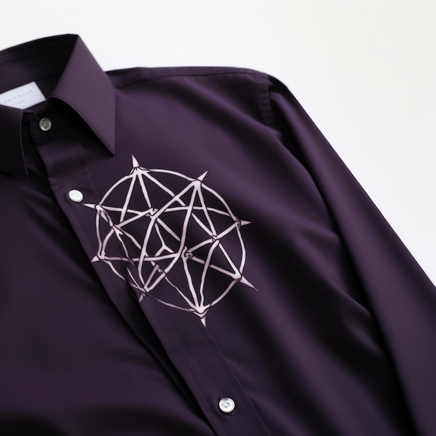 Photo purple shirt with geometric pattern minimalist design with occultist influence