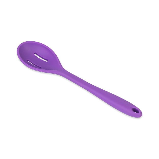 Purple silicon spoon isolated over white background