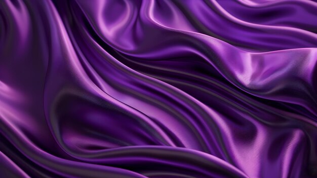 Purple Silk Fabric Radiating Elegance with Glossy Waves and Soft Light