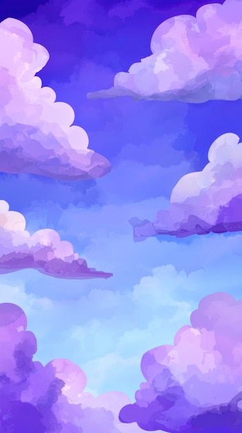 Purple Sky with Fluffy Clouds