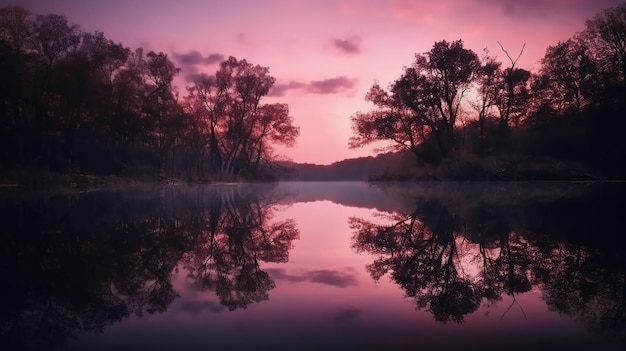 A purple sky with the word lake on it