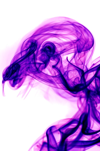 Purple smoke on a white background.