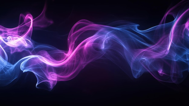 Photo purple smoke with a purple and pink swirl on a black background