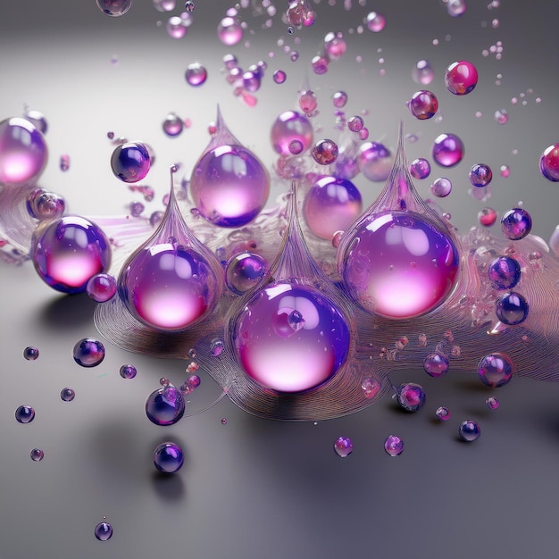 Photo a purple soap bubbles with purple and pink bubbles in the background